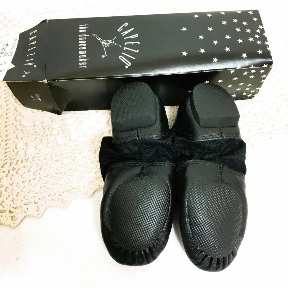 Capezio Black Kids Dance Jazz Shoes with Laces
